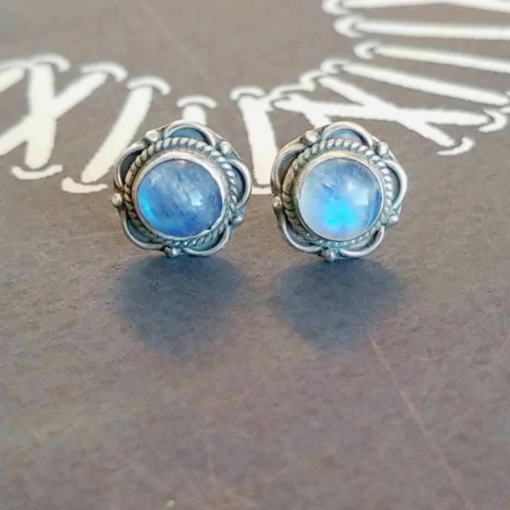 Moonstone stud earrings.